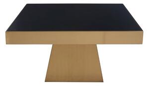 Carolex Square Black Glass Coffee Table With Gold Steel Base