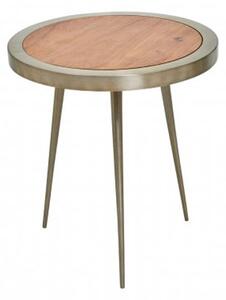 Almory Round Medium Wooden Coffee Table In Natural And Gold