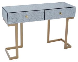 Keseni Mirrored Chest Of 6 Drawers With Brass Base In Silver