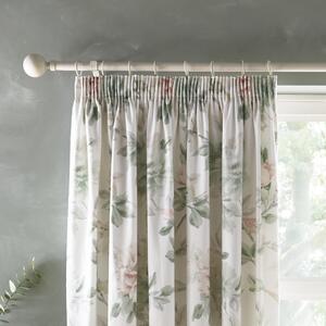 Campion Green and Coral Pencil Pleat Curtains Green