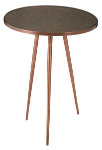 Akela Round Glass Top Side Table With Copper Metal Legs