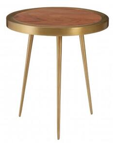 Almory Round Wooden Side Table In Natural And Gold