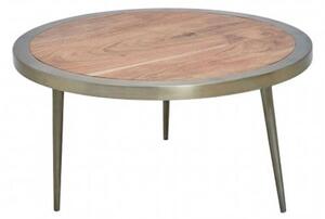 Almory Round Large Wooden Coffee Table In Natural And Gold