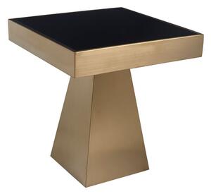 Carolex Square Black Glass Side Table With Gold Steel Base