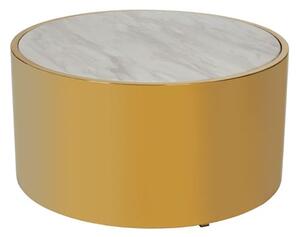 Carolex Round White Marble Coffee Table With Gold Steel Base