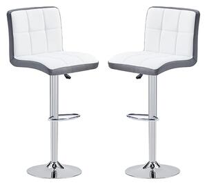 Copez White And Grey Faux Leather Bar Stools In Pair