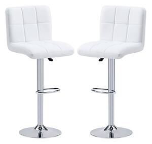 Coco White Faux Leather Bar Stools With Chrome Base In Pair