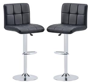 Coco Black Faux Leather Bar Stools With Chrome Base In Pair