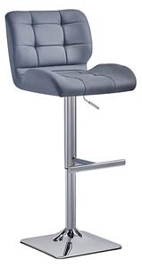 Candid Faux Leather Bar Stool In Grey With Chrome Base