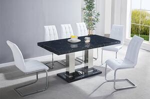 Candice Milano Marble Effect Dining Table 6 Paris White Chairs