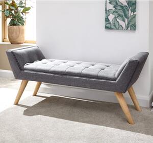 Mopeth Fabric Upholstered Window Seat Bench In Dark Grey