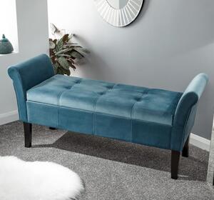 Otterburn Fabric Upholstered Window Seat Bench In Teal