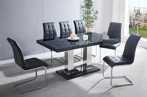 Candice Milano Marble Effect Dining Table 6 Paris Black Chairs