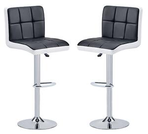 Copez Black And White Faux Leather Bar Stools In Pair