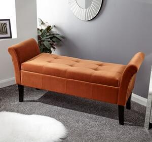 Otterburn Fabric Upholstered Window Seat Bench In Russet