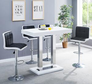 Caprice White High Gloss Bar Table 4 Copez Black White Stools