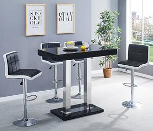 Caprice Black High Gloss Bar Table 4 Copez Black White Stools