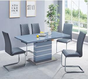 Parini Extending Grey Gloss Dining Table 4 Ronn Grey Chairs