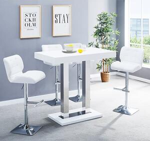 Caprice White High Gloss Bar Table 4 Candid White Stools