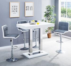 Caprice White High Gloss Bar Table 4 Copez Grey White Stools