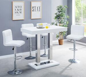 Caprice White High Gloss Bar Table 4 Coco White Stools