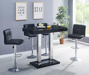 Caprice Black High Gloss Bar Table 4 Coco Black Stools