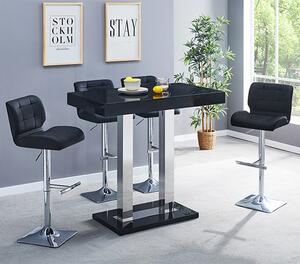 Caprice Black High Gloss Bar Table 4 Candid Black Stools