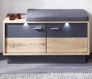 Coyco LED Wooden Seating Bench In Wotan Oak And Grey