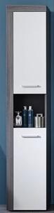 Wildon Bathroom Tall Storage Cabinet In White And Smoky Silver