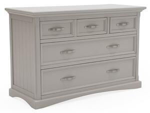 Ternary Wide Wooden Chest Of 5 Drawers In Grey