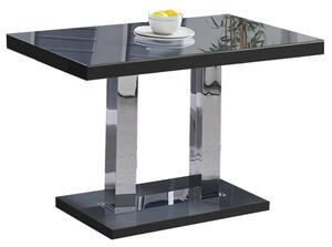 Coco High Gloss Dining Table In Black With Chrome Supports