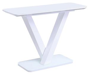 Raffle Glass Console Table With Steel Base In White High Gloss