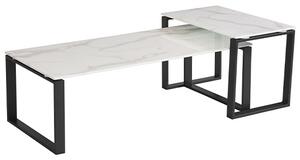 Circa Glass Set Of 2 Coffee Table In White Marble Effect