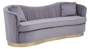 Franzo Upholstered Velvet 3 Seater Sofa In Pleated Grey