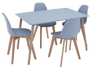 Varbor Wooden Dining Table With 4 Chairs In Grey And Natural