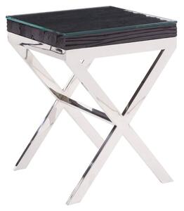 Kero Glass Top Side Table With Cross Base In Black