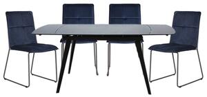 Sabine Grey Extending Dining Table 4 Sorani Blue Chairs