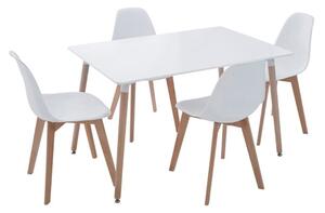 Varbor Wooden Dining Table With 4 Chairs In White And Natural