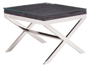 Kero Glass Top End Table With Cross Base In Black