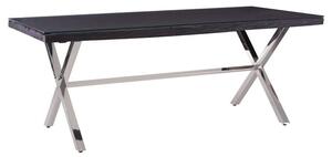 Kero Glass Top Dining Table With Cross Base In Black