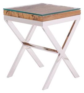 Kero Glass Top Side Table With Cross Base In Natural