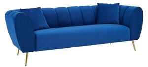 Florina Upholstered Velvet 3 Seater Sofa In Midnight Blue