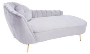 Felizio Left Arm Velvet Lounge Chaise Chair In Grey