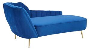 Felizio Left Arm Velvet Lounge Chaise Chair In Midnight Blue