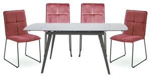 Sabine Cappuccino Extending Dining Table 4 Sorani Blush Chairs