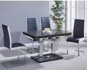 Coco Black Gloss Dining Table 4 Symphony Black White Chairs