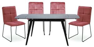 Sabine Grey Extending Dining Table 4 Sorani Blush Chairs