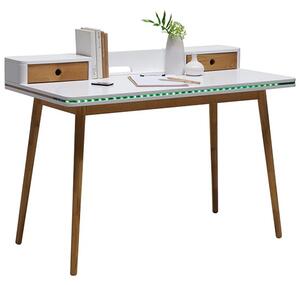 Laurent Wooden Laptop Desk In Matt White And Oak With LED