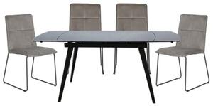 Sabine Grey Extending Dining Table 4 Sorani Mink Chairs