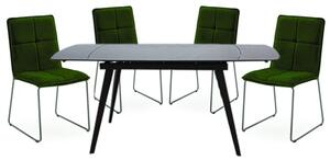 Sabine Grey Extending Dining Table 4 Sorani Green Chairs